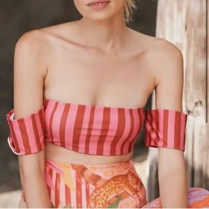 Farm Rio off the shoulder striped bikini top